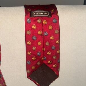 Coach Red and Brown Heart Pattern Tie